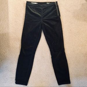 GAP Mid-rise forest green velvet side-zip leggings